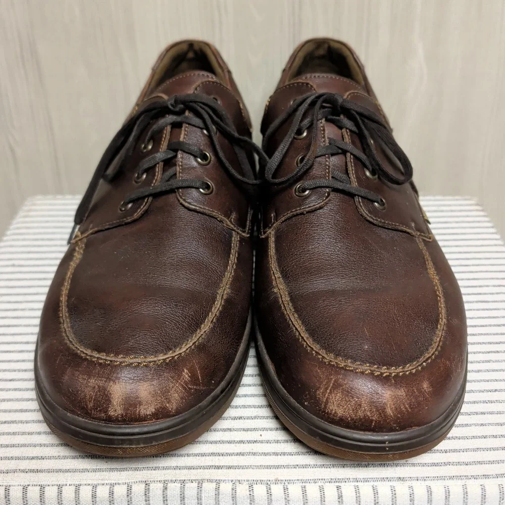 Mephisto Douk Hydro Protect Oxfords US Mens 11.5 Brown‎ Leather Moc Toe Air-Jet